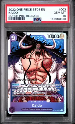 2022 ONE PIECE ST04-ANIMAL KINGDOM SUPER PRE-RELEASE PIRATES #003 KAIDO PSA 10 - Image 1