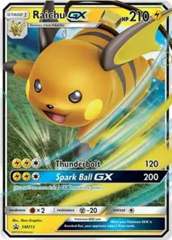 Raichu GX SM213 Sun & Moon Promo Rare Near Mint NM Pokemon DNA GAMES - Image 1