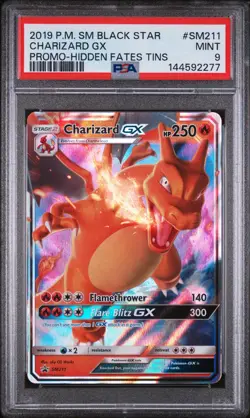 2019 POKEMON SM BLACK STAR PROMO HIDDEN FATES TINS #SM211 CHARIZARD GX PSA 9 - Image 1