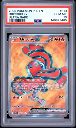 2025 POKEMON PFL EN-PHANTASMAL FLAMES ULTRA RARE #110 ORICORIO EX PSA 10 - Image 1