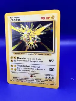 1999 Pokemon Base Set Unlimited Zapdos Holo Rare 16/102 LP - Image 2