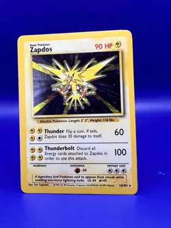 1999 Pokemon Base Set Unlimited Zapdos Holo Rare 16/102 LP - Image 3