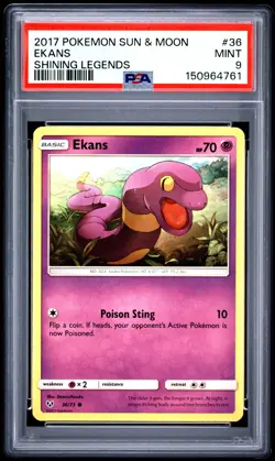 2017 POKEMON SUN & MOON SHINING LEGENDS #36 EKANS PSA 9 - Image 1