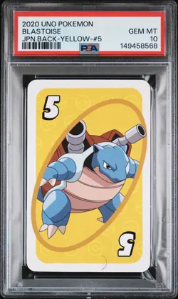 2020 UNO POKEMON JAPANESE BACK-YELLOW-#5 BLASTOISE PSA 10 - Image 1