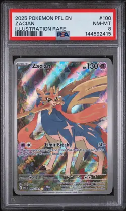 2025 POKEMON PFL EN-PHANTASMAL FLAMES ILLUSTRATION RARE #100 ZACIAN PSA 8 - Image 1