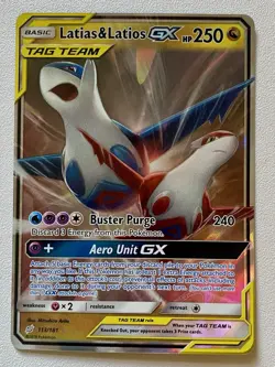 Pokemon Sun & Moon Team Up Rare Holo Latias & Latios GX #113/181 - Image 1