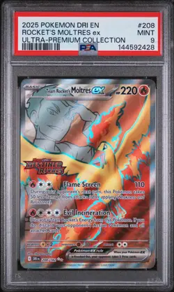 2025 POKEMON DESTINED RIVALS ULTRA-PREMIUM COLL TEAM ROCKET'S MOLTRES EX PSA 9 - Image 1