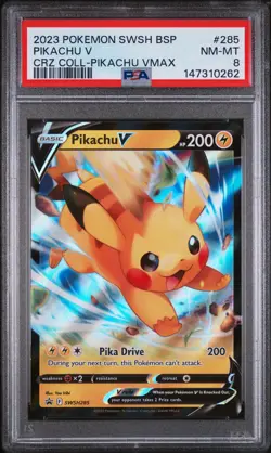 2023 POKEMON SWSH BLACK STAR PROMO #285 PIKACHU V PSA 8 - Image 1