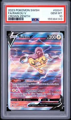 2023 POKEMON SWORD & SHIELD CROWN ZENITH #GG41 FULL ART/RAIKOU V PSA 10 - Image 1