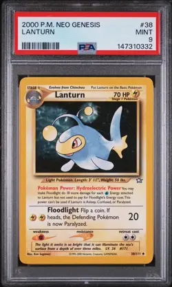 2000 POKEMON NEO GENESIS #38 LANTURN PSA 9 - Image 1