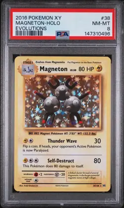 2016 POKEMON XY EVOLUTIONS #38 MAGNETON-HOLO PSA 8 - Image 1