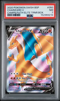 2020 POKEMON SWSH CHAMPION'S PATH ELITE TRAINER BOX #050 CHARIZARD V PSA 7 - Image 1