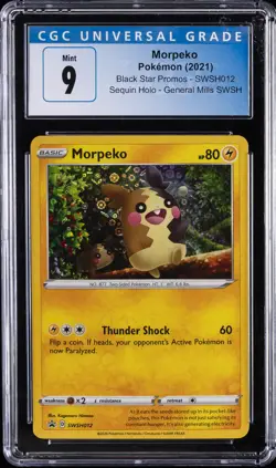 2021 POKEMON BLACK STAR PROMOS SEQUIN HOLO GENERAL MILLS SWSH MORPEKO CGC 9 - Image 1