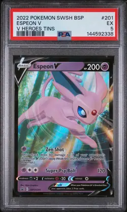 2022 POKEMON SWSH BLACK STAR PROMO V HEROES TINS #201 ESPEON V PSA 5 - Image 1