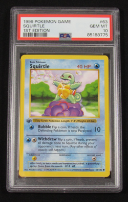 1999 Pokemon Game SQUIRTLE 1st Edition 63/102 PSA 10 GEM MINT - Image 1