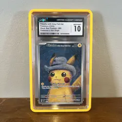 Pokemon Van Gogh Pikachu Grey Felt Hat SVP 085 Promo - CGC 10 with Graded Guard - Image 1