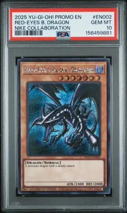 2025 YU-GI-OH! NIKE COLLABORATION PROMO #EN002 RED-EYES BLACK DRAGON PSA 10 - Image 1