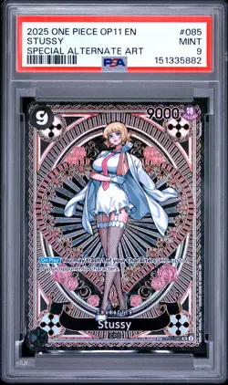 2025 ONE PIECE OP11-A FIST OF DIVINE SPEED SPECIAL ALTERNATE ART STUSSY PSA 9 - Image 1
