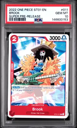 2022 ONE PIECE STARTER DECK ST01-STRAW HAT CREW SUPER PRE-RELEASE BROOK PSA 10 - Image 1