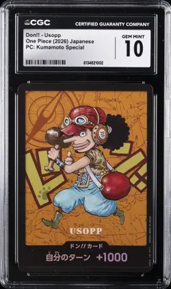 2026 ONE PIECE JAPANESE PC: KUMAMOTO SPECIAL DON!! USOPP CGC 10 GEM MINT - Image 1
