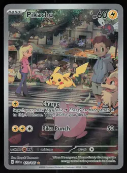 Pokemon Pikachu 173/165 Mew EN-151 Illustration Rare Full Art Holo NM - Image 1