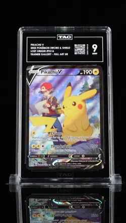 TAG 9 (RANK 2!) PIKACHU V 2022 POKEMON SWORD & SHIELD #TG16 LOST ORIGIN PSA - Image 1