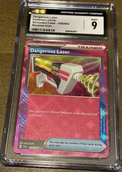 CGC 9 Mint Dangerous Laser Pokemon Shrouded Fable #58 ACE SPEC Reverse Holo Rare - Image 1