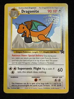 Pokemon Dragonite Black Star Movie Promo 2000 #5 NM WOTC PROMO Vintage TCG Card - Image 1