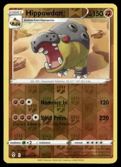 2021 Evolving Skies Set Pokemon Card 085 Hippowdon Reverse Foil NM - Image 1
