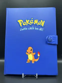 Vintage 1999 Pokemon Charmander Blue 4 Pocket 30 Page Trading Card Binder Rare - Image 1
