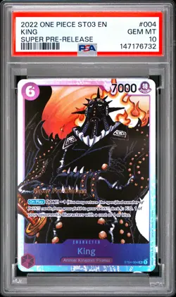 2022 ONE PIECE STARTER DECK ST04-ANIMAL KINGDOM PIRATES #004 KING PSA 10 - Image 1