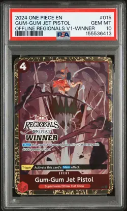 2024 ONE PIECE OFFLINE REGIONALS PACK 2024 VOL.1 #015 GUM-GUM JET PISTOL PSA 10 - Image 1