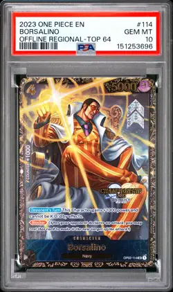 2023 ONE PIECE PROMOS OFFLINE REGIONAL-TOP 64 #114 BORSALINO PSA 10 - Image 1