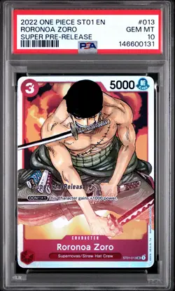 2022 ONE PIECE STARTER DECK ST01-STRAW HAT CREW #013 RORONOA ZORO PSA 10 - Image 1