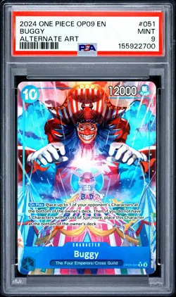 2024 ONE PIECE OP09-EMPERORS IN THE NEW WORLD ALTERNATE ART #051 BUGGY PSA 9 - Image 1