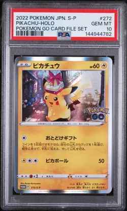 2022 POKEMON JAPANESE S PROMO POKEMON GO CARD FILE SET #272 PIKACHU-HOLO PSA 10 - Image 1