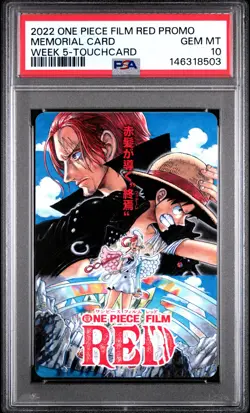 2022 ONE PIECE FILM RED VISITOR BENEFITS PROMO MEMORIAL CARD PSA 10 - Image 1