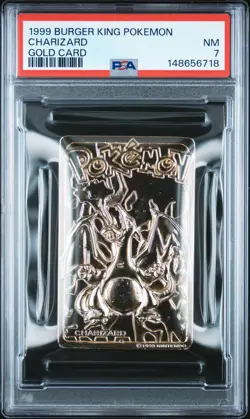 1999 BURGER KING POKEMON GOLD CARDS CHARIZARD PSA 7 - Image 1