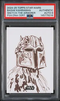 2024-2025 TOPPS STAR WARS SKETCH CARDS BASAK KAHRAMAN PSA AUTH DNA AUTO 8 - Image 1