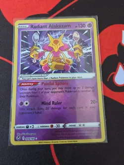 Radiant Alakazam 059/195 Silver Tempest Radiant Rare Holo Pokemon Card NM - Image 1