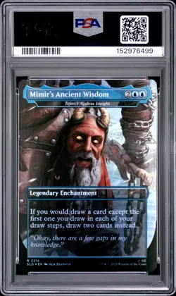 2025 MTG SECRET LAIR DROP GOD OF WAR: NORSE-FOIL MIMIR'S ANCIENT WISDOM PSA 8 - Image 2