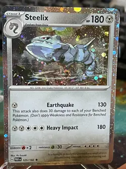 POKEMON STEELIX 125/182 RARE COSMOS HOLO BLEED WITH 2 SWIRLS NM PARADOX RIFT - Image 3
