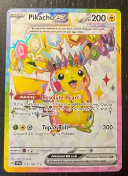 PIKACHU EX 219/191 ULTRA RARE SURGING SPARKS POKEMON NEAR MINT - Image 1