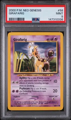 2000 POKEMON NEO GENESIS #58 GIRAFARIG PSA 9 - Image 1