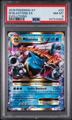 2016 POKEMON XY EVOLUTIONS #22 M BLASTOISE EX PSA 8 - Image 1