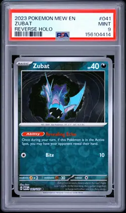 2023 POKEMON MEW EN-151 REVERSE HOLO #041 ZUBAT PSA 9 - Image 1