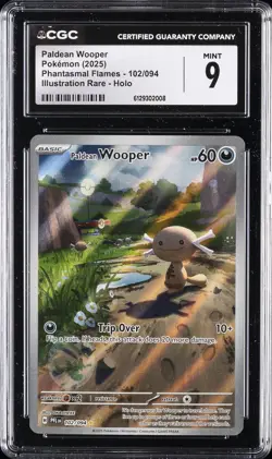 2025 POKEMON PFL EN-PHANTASMAL FLAMES ILLUSTRATION RARE PALDEAN WOOPER CGC 9 - Image 1