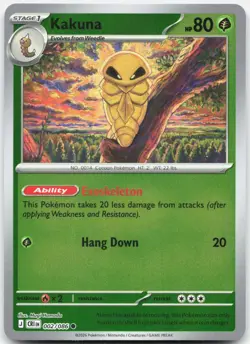 Kakuna 002/086 Common ME04: Chaos Rising Pokemon Reverse Holo Near Mint - Image 1