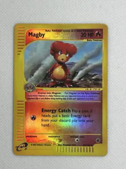 Magby Reverse Holo 52/165 Expedition 2002 Rare E Reader Series Pokemon Card NM - Image 1