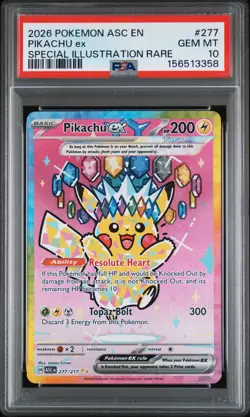2026 POKEMON ASC EN-ASCENDED HEROES SPECIAL ILLUSTRATION RARE PIKACHU EX PSA 10 - Image 1